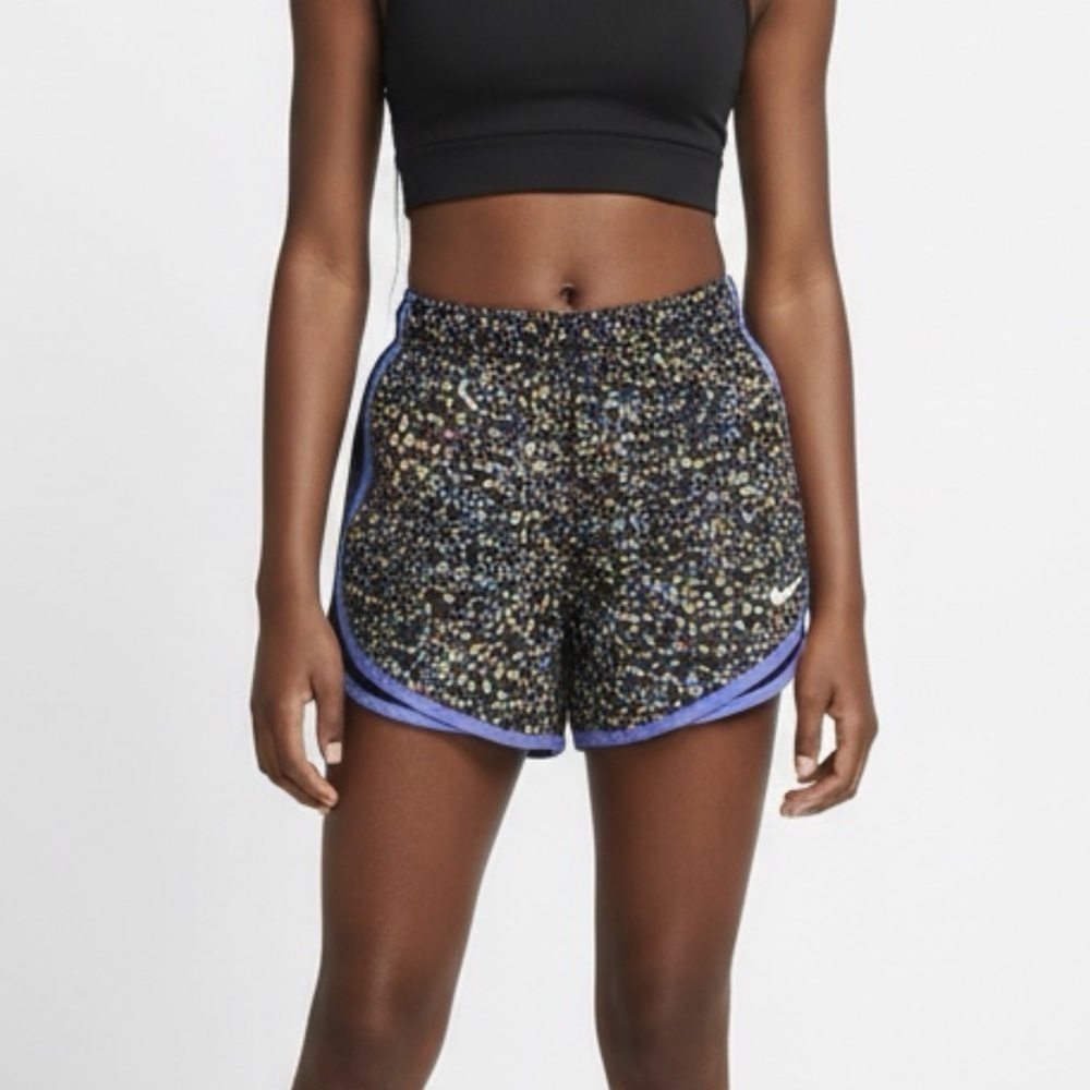 Nike Women's Dri-Fit Running Shorts S Athletic Multicolor Geometric Print Sport